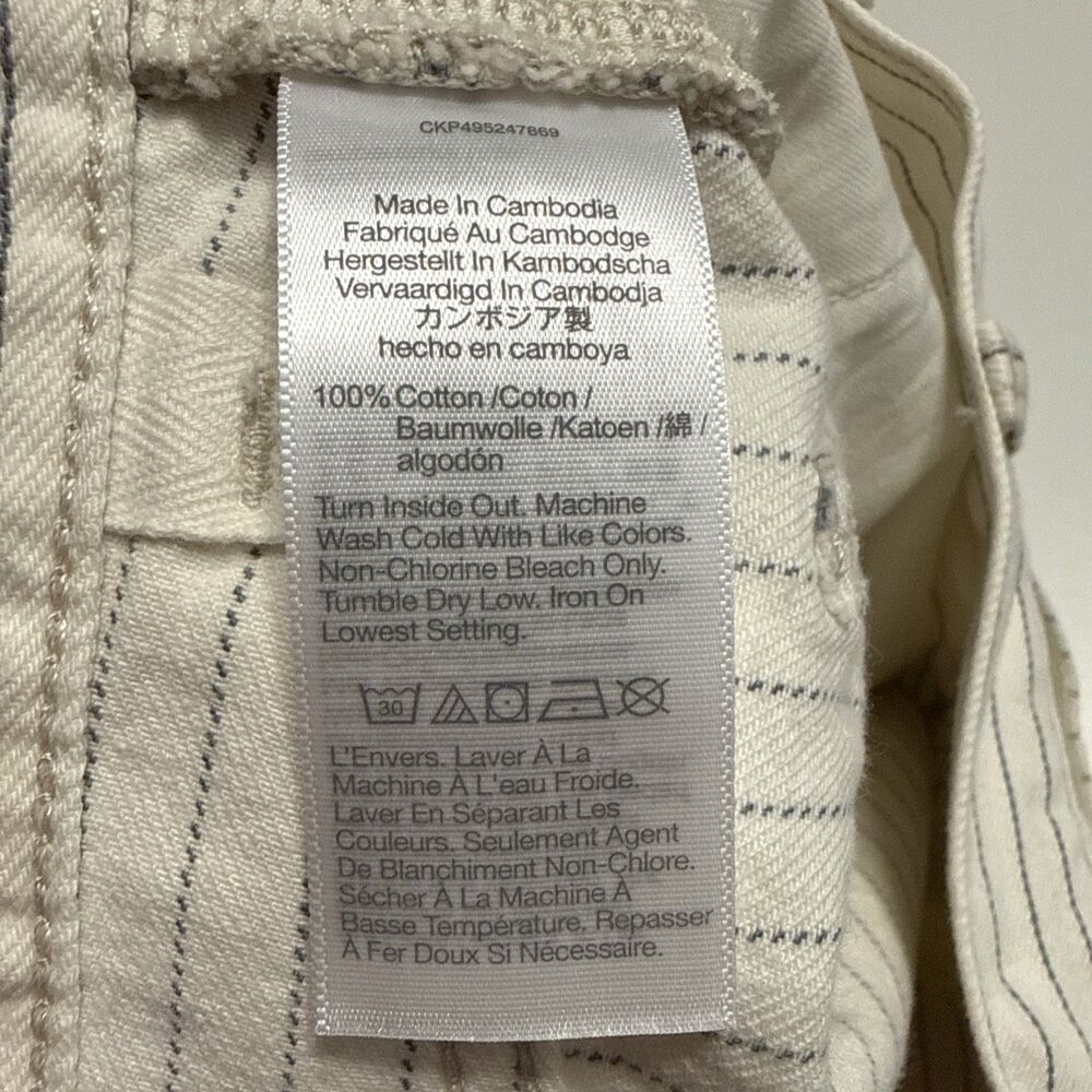 Madewell 25 Cream Railroad Striped Low Slung Baggy 100% Cotton Jeans NWT - Picture 6 of 13